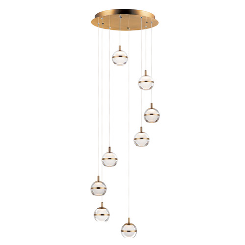ET2 Lighting Swank 8-Light LED Pendant in Natural Aged Brass by ET2 Lighting E24598-93NAB