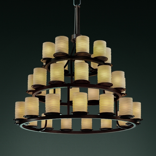Justice Design Group Limoges 3-Tier 36-Light Chandelier in Dark Bronze by Justice Design Group POR-8712-10-WAVE-DBRZ