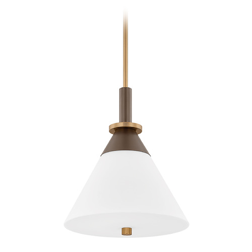 Troy Lighting Troy Lighting Staton Patina Brass / Bronze LED Pendant Light with Conical Shade F4216-PBR/BRZ