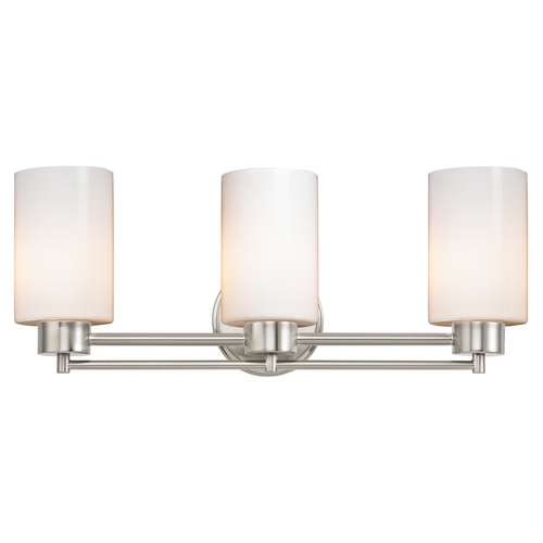 Design Classics Lighting Modern Bathroom Light with White Glass in Satin Nickel Finish 703-09 GL1024C
