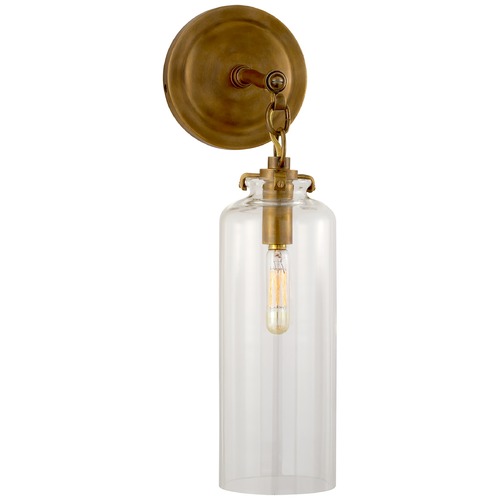 Visual Comfort Signature Collection Thomas OBrien Katie Cylinder Sconce in Brass by Visual Comfort Signature TOB2225HABG3CG
