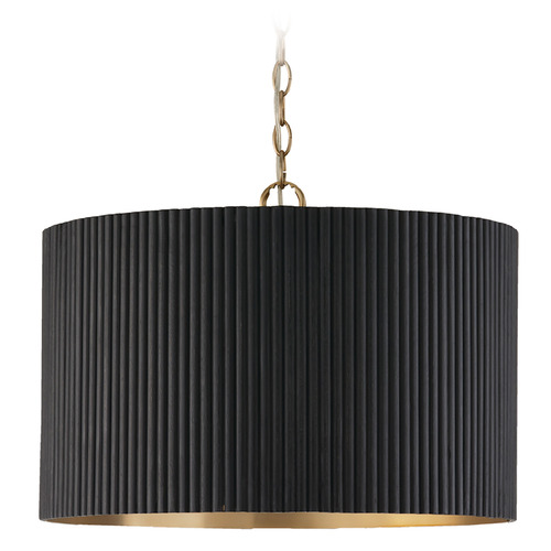 Capital Lighting Capital Lighting Donovan Black Stain and Matte Brass Pendant Light with Drum Shade 350741KR