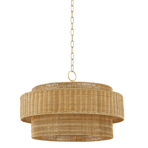 Mitzi by Hudson Valley Danica 24-Inch Wicker Pendant in Aged Brass by Mitzi by Hudson Valley H854704-AGB