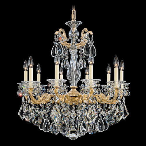 Schonbek Lighting Schonbek Worldwide Lighting La Scala Heirloom Gold Crystal Chandelier 5074-22R