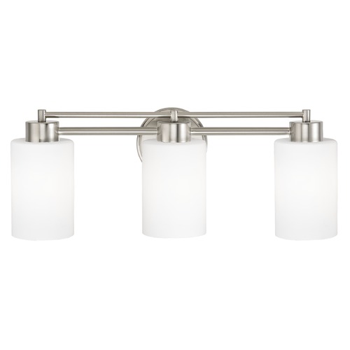 Design Classics Lighting Modern Bathroom Light with White Glass in Satin Nickel Finish 703-09 GL1028C