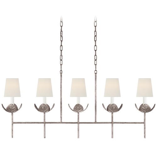 Visual Comfort Signature Collection Julie Neill Illana Linear Chandelier in Silver Leaf by Visual Comfort Signature JN5630BSLL