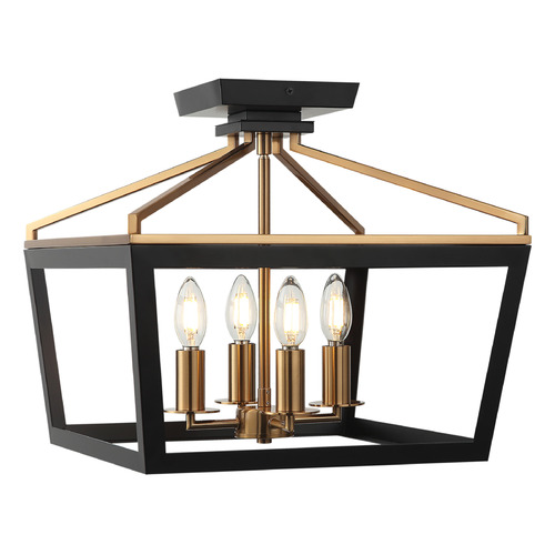Matteo Lighting Matteo Lighting Mavonshire Black & Aged Gold Brass Flushmount Light X67004BKAG