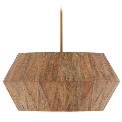 Capital Lighting Capital Lighting Nadeau Light Wood and Patinaed Brass Pendant Light with Drum Shade 351041LW