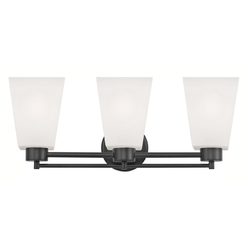 Design Classics Lighting Modern Bathroom Light White Glass Black 3 Lt 703-07 GL1057
