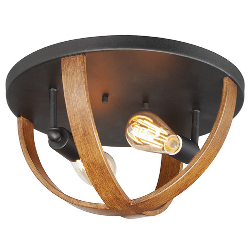Maxim Lighting Maxim Lighting Compass Antique Pecan & Black Flushmount Light 27570APBK
