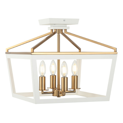 Matteo Lighting Matteo Lighting Mavonshire White & Aged Gold Brass Flushmount Light X67004WHAG