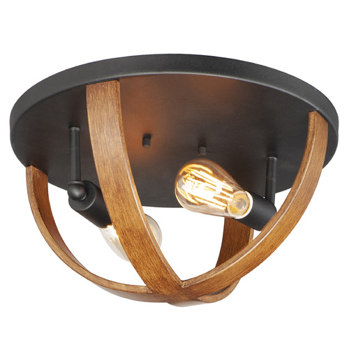 Maxim Lighting Maxim Lighting Compass Barn Wood & Black Flushmount Light 27570BWBK