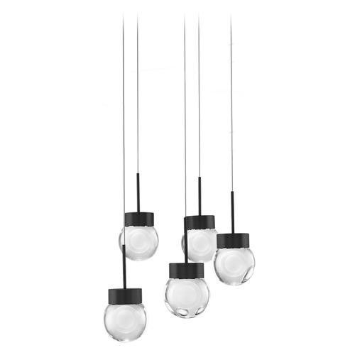 Modern Forms by WAC Lighting Modern Forms Double Bubble Black LED Multi-Light Pendant with Globe Shade PD-82005R-BK
