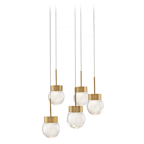 Modern Forms by WAC Lighting Modern Forms Double Bubble Aged Brass LED Multi-Light Pendant with Globe Shade PD-82005R-AB