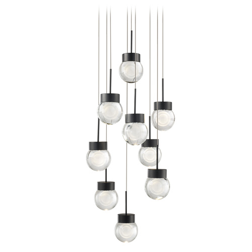 Modern Forms by WAC Lighting Modern Forms Double Bubble Black LED Multi-Light Pendant with Globe Shade PD-82009R-BK