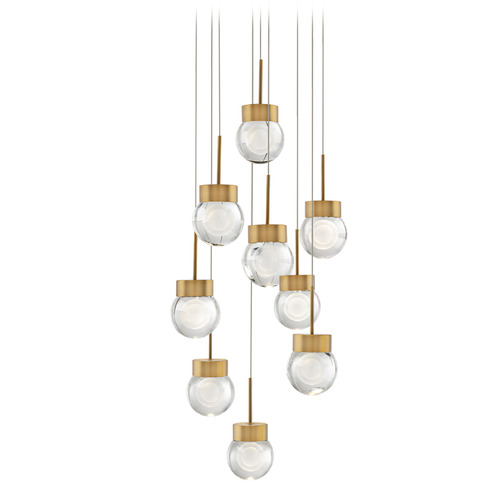 Modern Forms by WAC Lighting Modern Forms Double Bubble Aged Brass LED Multi-Light Pendant with Globe Shade PD-82009R-AB