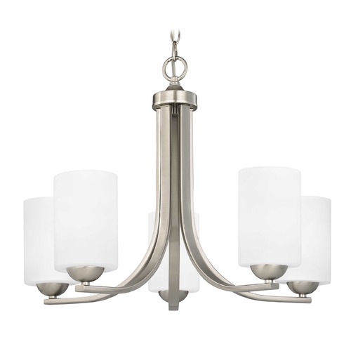 Design Classics Lighting Dalton 5-Light Chandelier in Satin Nickel with Satin White Glass 584-09 GL1028C
