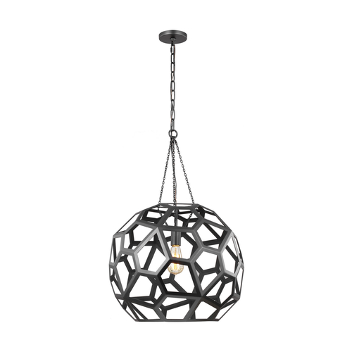 Visual Comfort Studio Collection Alexa Hampton Feccetta 20.50-Inch Laser Cut Midnight Black Pendant by Visual Comfort Studio AP1071MBK