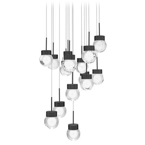Modern Forms by WAC Lighting Modern Forms Double Bubble Black LED Multi-Light Pendant with Globe Shade PD-82015R-BK