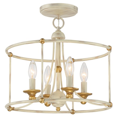 Minka Lavery Westchester County Farm House White with Gilded Gold Leaf Semi-Flush Mount by Minka Lavery 1049-701