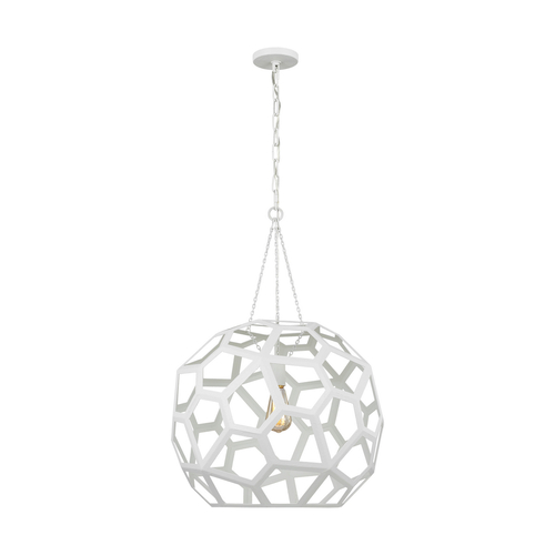 Visual Comfort Studio Collection Alexa Hampton Feccetta 20.50-Inch Laser Cut Paper Mache White Pendant by Visual Comfort Studio AP1071PMW