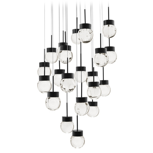 Modern Forms by WAC Lighting Modern Forms Double Bubble Black LED Multi-Light Pendant with Globe Shade PD-82021R-BK