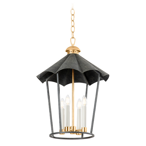 Troy Lighting Troy Lighting Wildomar Vintage Gold Leaf/french Iron LED Outdoor Hanging Light F3718-VGL/FRN