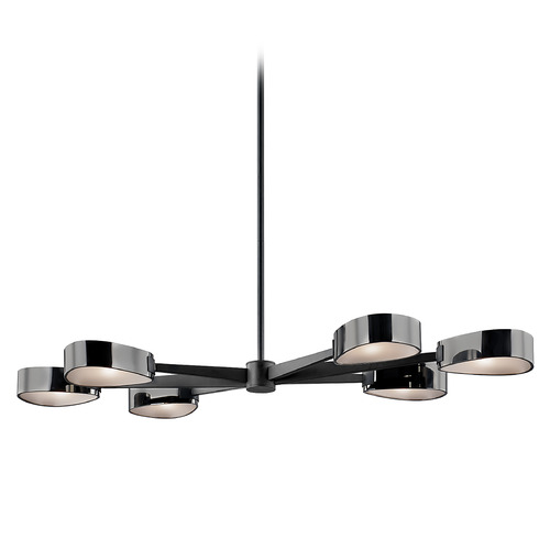 Troy Lighting Troy Lighting Allisio Textured Black / Black Chrome Island Light with Drum Shade F7336-TBK/BCR