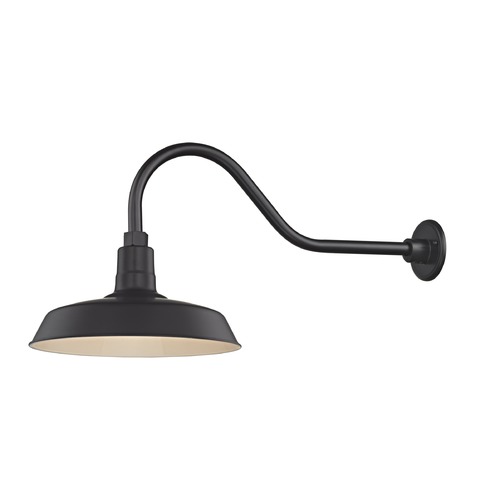 Recesso Lighting by Dolan Designs Black Gooseneck Barn Light with 14-Inch Shade BL-ARMQ-BLK/BL-SH14-BLK