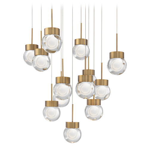 Modern Forms by WAC Lighting Modern Forms Double Bubble Aged Brass LED Multi-Light Pendant with Globe Shade PD-82013S-AB