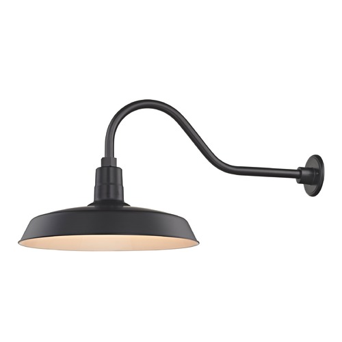 Recesso Lighting by Dolan Designs Black Gooseneck Barn Light with 18-Inch Shade BL-ARMQ-BLK/BL-SH18-BLK