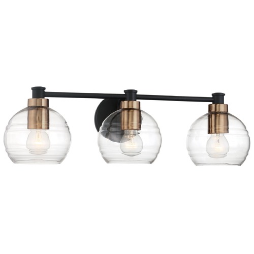 Minka Lavery Keyport Sand Coal with natural Brushed Brass Bathroom Light by Minka Lavery 4913-653