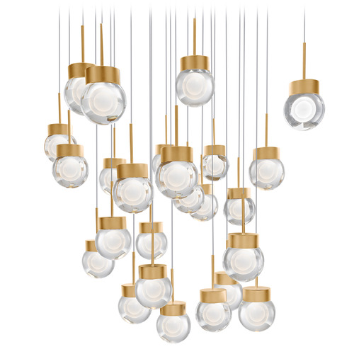 Modern Forms by WAC Lighting Modern Forms Double Bubble Aged Brass LED Multi-Light Pendant with Globe Shade PD-82025S-AB