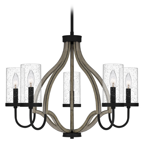 Quoizel Lighting Quoizel Lighting Cornelia Matte Black & Weathered White Maple Wood Chandelier CNE5026MBK