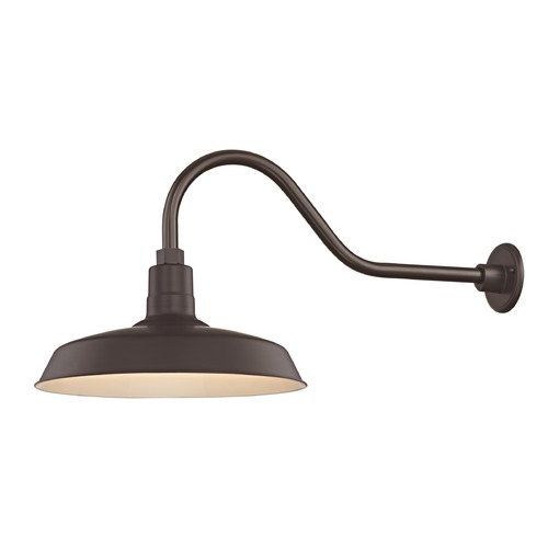 Recesso Lighting by Dolan Designs Bronze Gooseneck Barn Light with 16-Inch Shade BL-ARMQ-BZ/BL-SH16-BZ