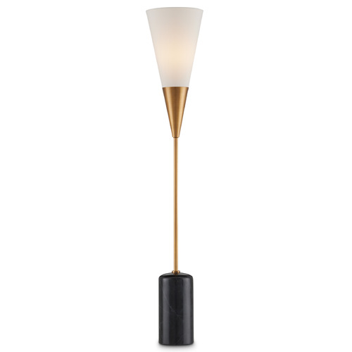 Currey and Company Lighting Currey and Company Martini Brushed Brass / Natural LED Table Top Torchiere Lamp with Conical Shade 6000-0864