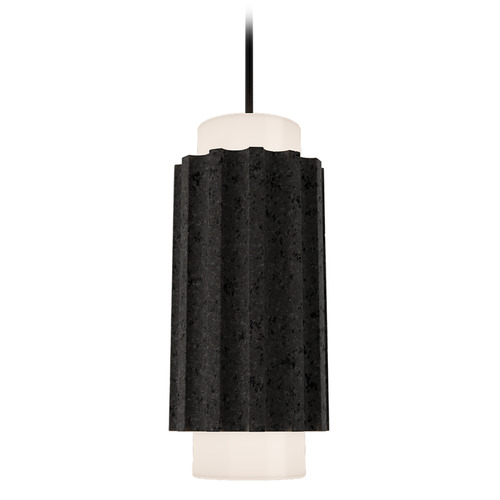 Modern Forms by WAC Lighting Modern Forms Caviar Bassalt Stone & Black LED Mini-Pendant Light with Cylindrical Shade PD-62516-30-BV/BK