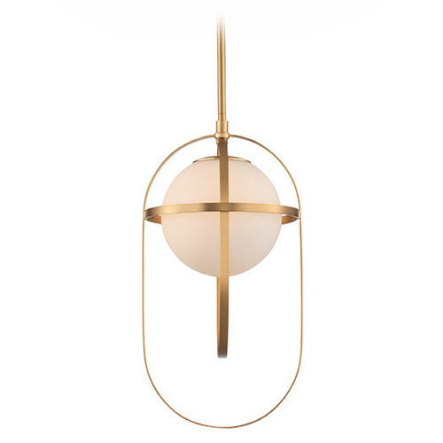 Kalco Lighting Kalco Lighting Lennox New Brass Mini-Pendant Light with Globe Shade 513311NB