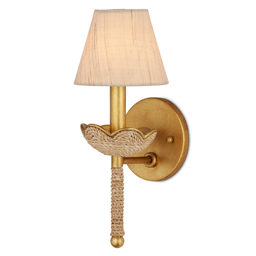 Currey and Company Lighting Currey and Company Suzanne Duin Vichy Natural / Gold Leaf Sconce 5000-0248