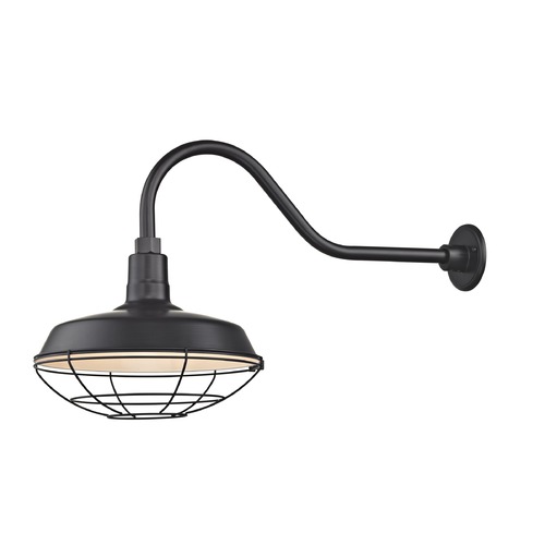 Recesso Lighting by Dolan Designs Black Gooseneck Barn Light with 14-Inch Caged Shade BL-ARMQ-BLK/BL-SH14-BLK/BL-CG14BLK