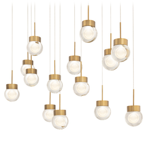 Modern Forms by WAC Lighting Modern Forms Double Bubble Aged Brass LED Multi-Light Pendant with Globe Shade PD-82014L-AB