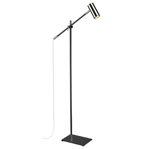 Z-Lite Calumet Matte Black & Polished Nickel Swing Arm Lamp by Z-Lite 814FL-MB-PN
