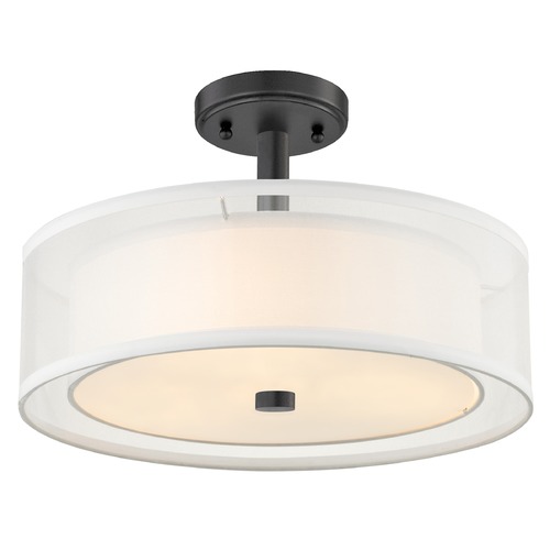 Design Classics Lighting Marino 16-Inch Black Semi Flush Mount Organza Shade 1808-07
