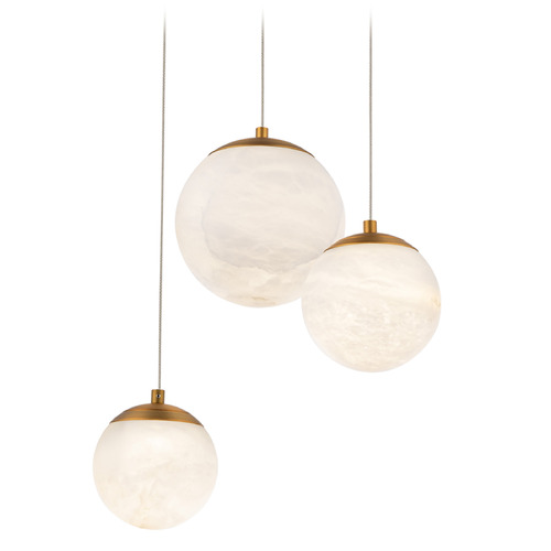 Modern Forms by WAC Lighting Modern Forms Pisces Aged Brass LED Multi-Light Pendant with Globe Shade PD-34403R-AB