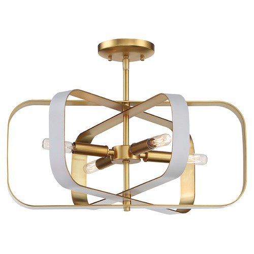 Minka Lavery Aureum Matte White with Honey Gold Semi-Flush Mount by Minka Lavery 1219-706