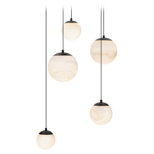 Modern Forms by WAC Lighting Modern Forms Pisces Black LED Multi-Light Pendant with Globe Shade PD-34405R-BK