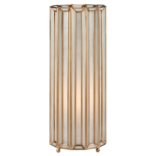 Currey and Company Lighting Currey and Company Daze White / Antique Brass Table Lamp with Cylindrical Shade 6000-0911