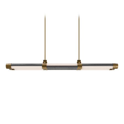 Modern Forms by WAC Lighting Modern Forms Catania Bassalt Stone & Aged Brass LED Island Light with Cylindrical Shade PD-6548-35-BV/AB