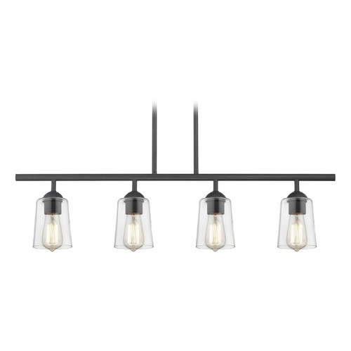 Design Classics Lighting Axel Linear Chandelier in Black & Clear Cone Glass by Fuse 718-07 GL1027-CLR