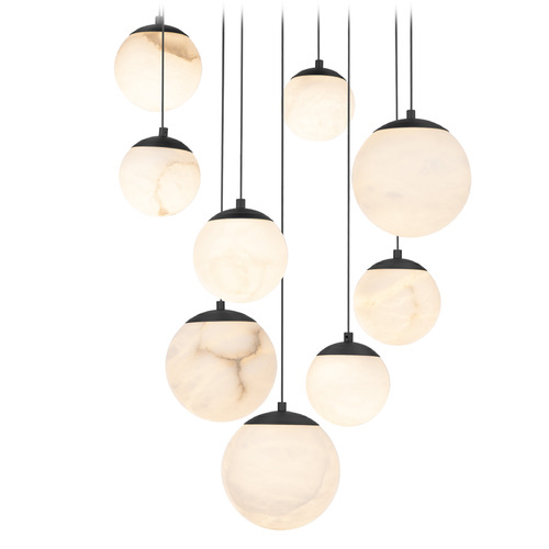 Modern Forms by WAC Lighting Modern Forms Pisces Black LED Multi-Light Pendant with Globe Shade PD-34409R-BK